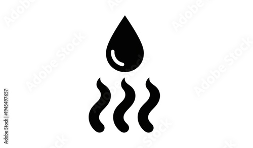 A minimalist vector graphic of a water droplet with steam