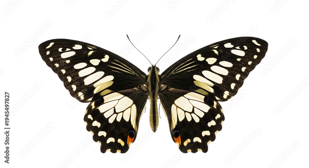 Fototapeta premium Beautiful butterfly with open wings isolated.