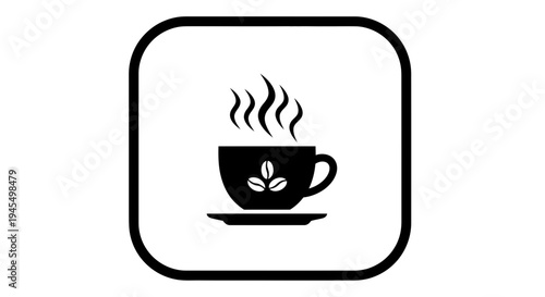 Steaming Coffee Cup with Coffee Beans Icon A Simple Vector Illustration for Beverage and Cafe Themes