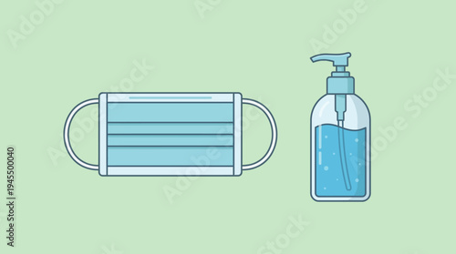 Surgical Face Mask and Hand Sanitizer Dispenser for Personal Hygiene and Health Protection against Viruses and Germs