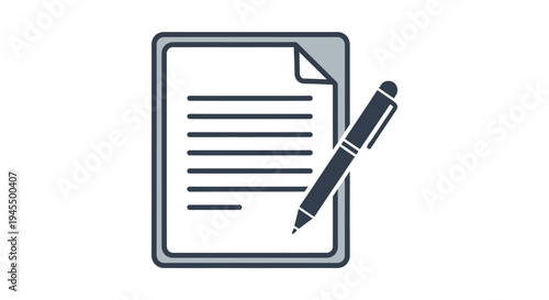 Document with text and pen, symbolizing writing, contract, or agreement