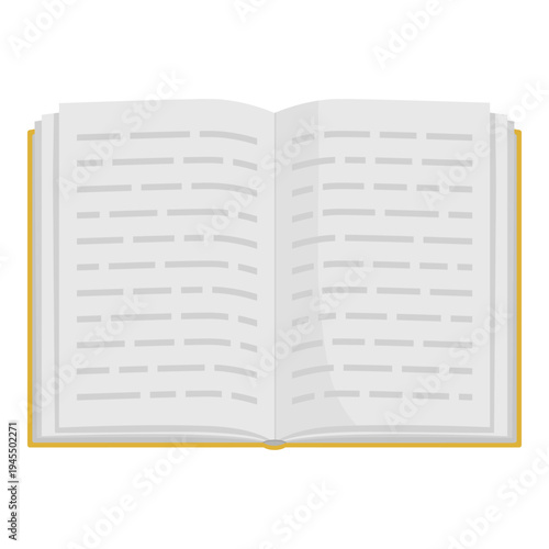 Open book and text on pages, isolated