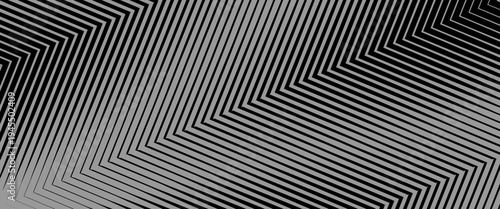 Abstract black and white geometric pattern with diagonal lines forming large zigzag shapes, creating a bold optical illusion effect.