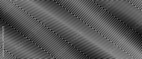 “Abstract black and white diagonal line pattern forming repeating zigzag chevrons, creating a dynamic optical illusion background.