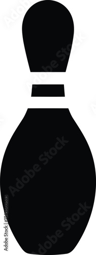 Black bowling pin icon vector illustration isolated on white background for sports competition leisure activity and game logo design