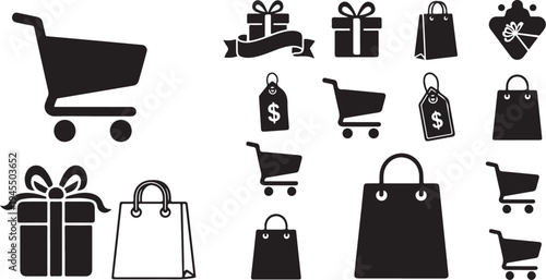 Shopping icons and symbols for e-commerce and retail business
