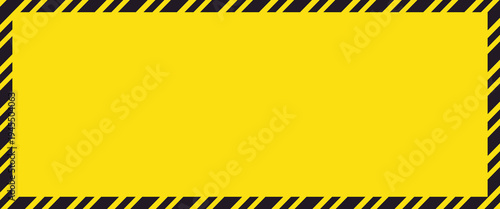 Set of caution tapes with black and yellow diagonal slashes or chevron print. Warning borders in construction work zone or crime scene. Danger, attention or forbidden signs. Vector flat illustration.