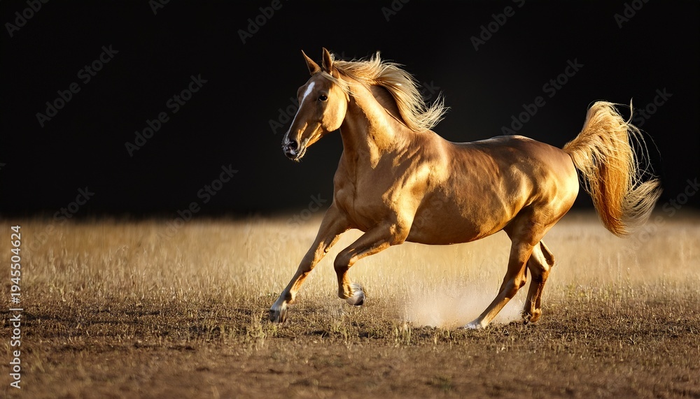 Fototapeta premium Golden Outline Galloping Horse