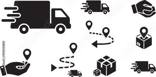 Logistics and delivery icons for business and transportation services