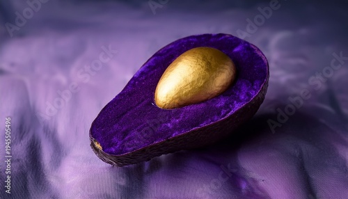 Purple Velvet Avocado With Golden Seed Surreal Luxury Avocado Made Of Velvet And Gold Conceptual Food Object Purple Avocado