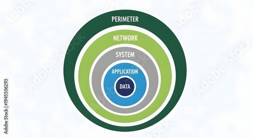 Clean flat nested circles representing layered defense in depth enterprise security strategy