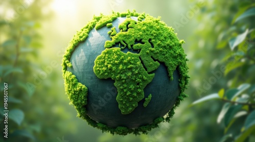 Leaf-Covered Earth Globe on Minimal Background