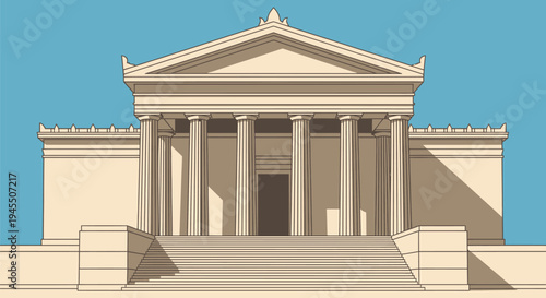 Vector illustration of ancient Greek temple with columns