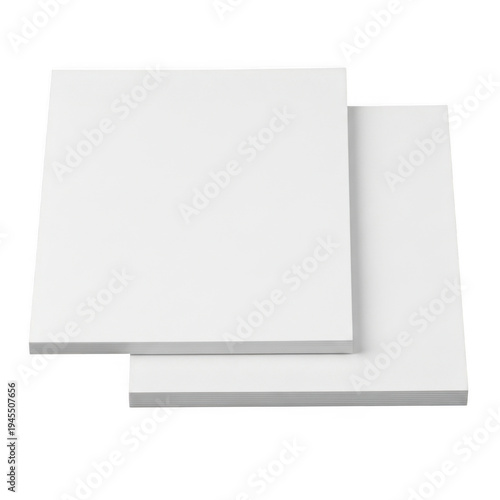 Stacked white paper sheets in minimalist design arrangement isolated on transparent background