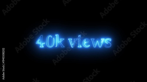 Beautiful Glowing 40k Views Icon Animation Neon Light Style Shiny Social Media Counter Graphic Motion Design Video. 40K Viral Video Views Animation | Eye-Catching Spiral Hypnotic Motion Background |