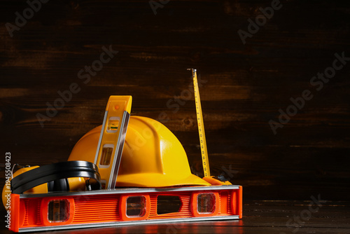 Construction tools with yel...
