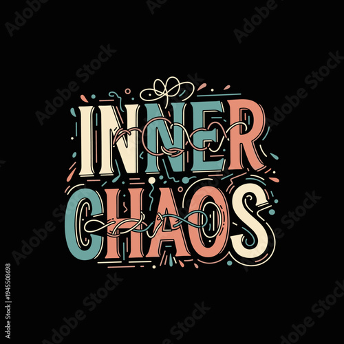 Inner Chaos typography design with colorful distressed lettering.