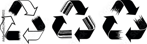 Recycling symbol variations in black and white