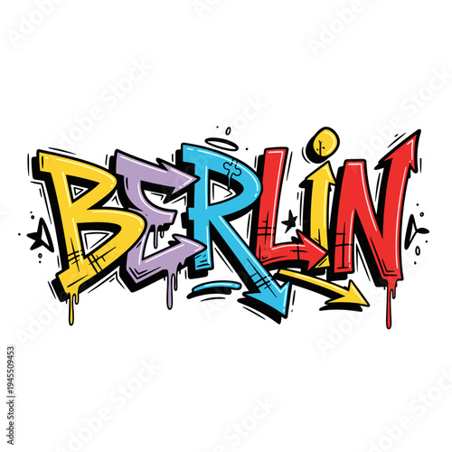 Vibrant Berlin Graffiti Art with Bold Colors and Dynamic Style.