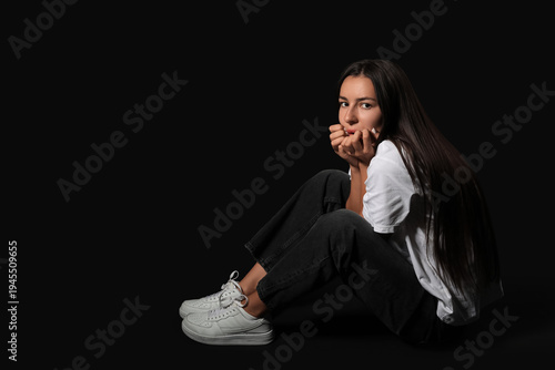 Beautiful young woman havin...