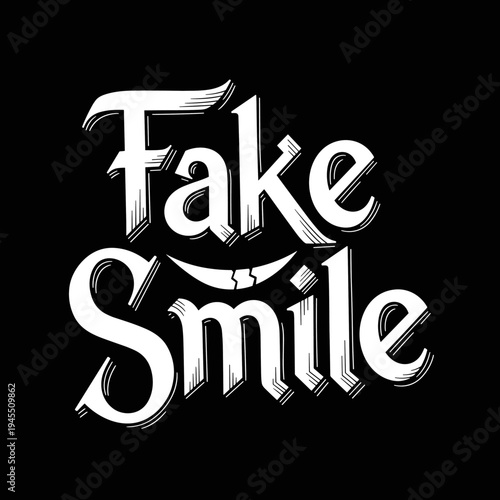 Fake Smile text art with distressed texture on a black background.