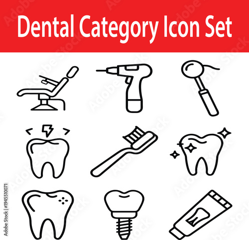Illustrated icons depicting various dental care and treatment categories
