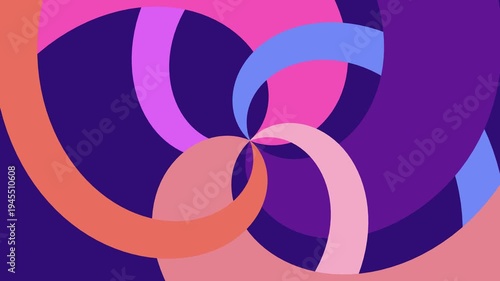 Vibrant abstract ribbons gracefully intertwine in a hypnotic spiral, creating a dynamic and fluid visual symphony of color and movement, perfect for modern digital backdrops