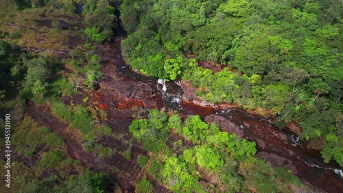 Wallpaper Mural Aerial drone clip of Caño Sabana captures vivid river colors, dense rainforest, and the scenic wilderness of Guaviare in southeastern Colombia. Torontodigital.ca