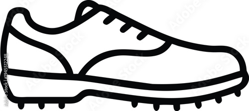 Professional golf shoe icon. Sports footwear, athlete equipment, spiked sneakers. Vector illustration