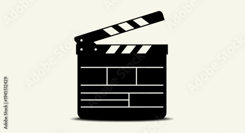 Black and White Clapperboard Illustration for Film and Video Production.