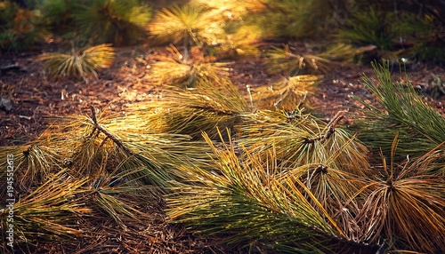 Golden Pine Needles On Forest Floor