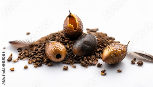 Original Bird Droppings On White Background Isolated