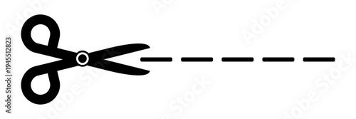 scissors with dashed cutting line icon