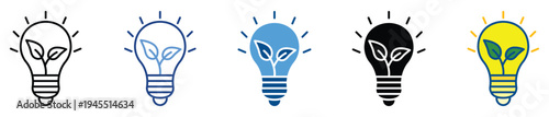 Green Energy icon set multiple style collection