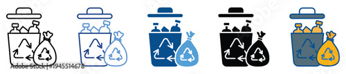 Waste Recycling icon set multiple style collection