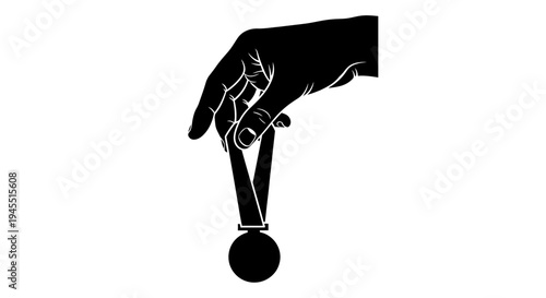 Hand Holding a Medal Illustration for Achievement and Success.