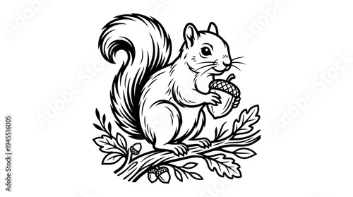 Squirrel Eating a Pinecone Outdoors.