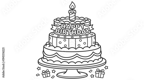 Birthday cake with a candle on top.