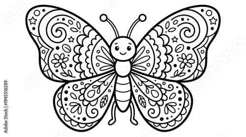 Colorful butterfly with decorative wings.