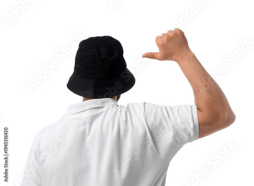 Handsome young man pointing...