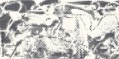 Hexagon Shapes Vector Abstract Geometric Technology Oscillation Wave Isolated on Light Background. Halftone Hex Retro Simple Pattern. Minimal 80s Style Dynamic Tech Wallpaper