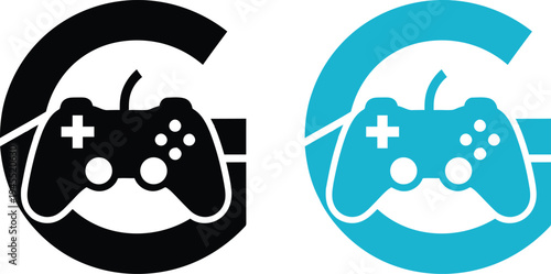 G letter with gamepad controller, gaming logo concept