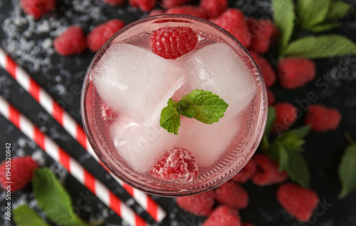 Glass of cold cocktail with...