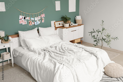 Interior of bedroom with bi...