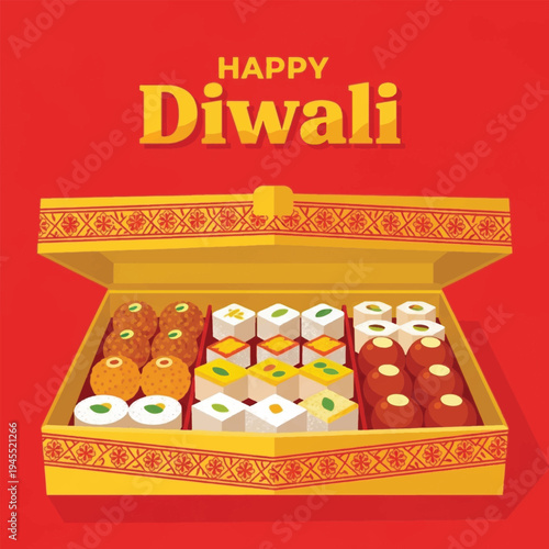 Assorted Indian sweets in box 1.