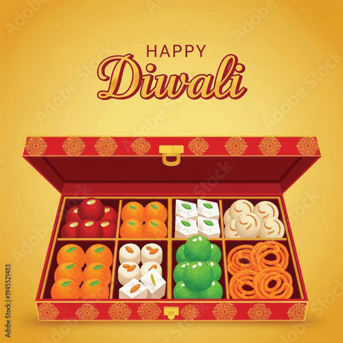 Assorted Indian sweets in box.