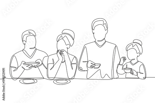 Community meals concept one-line drawing