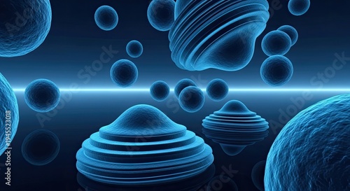 A surreal journey through a cosmic landscape filled with mysterious floating objects