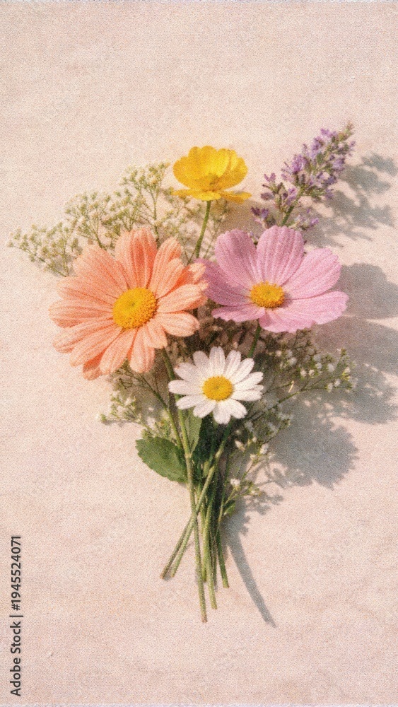 Fototapeta premium Vibrant flowers on textured mobile wallpaper