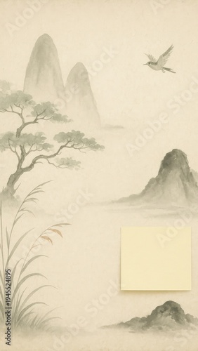 Serene nature landscape illustration